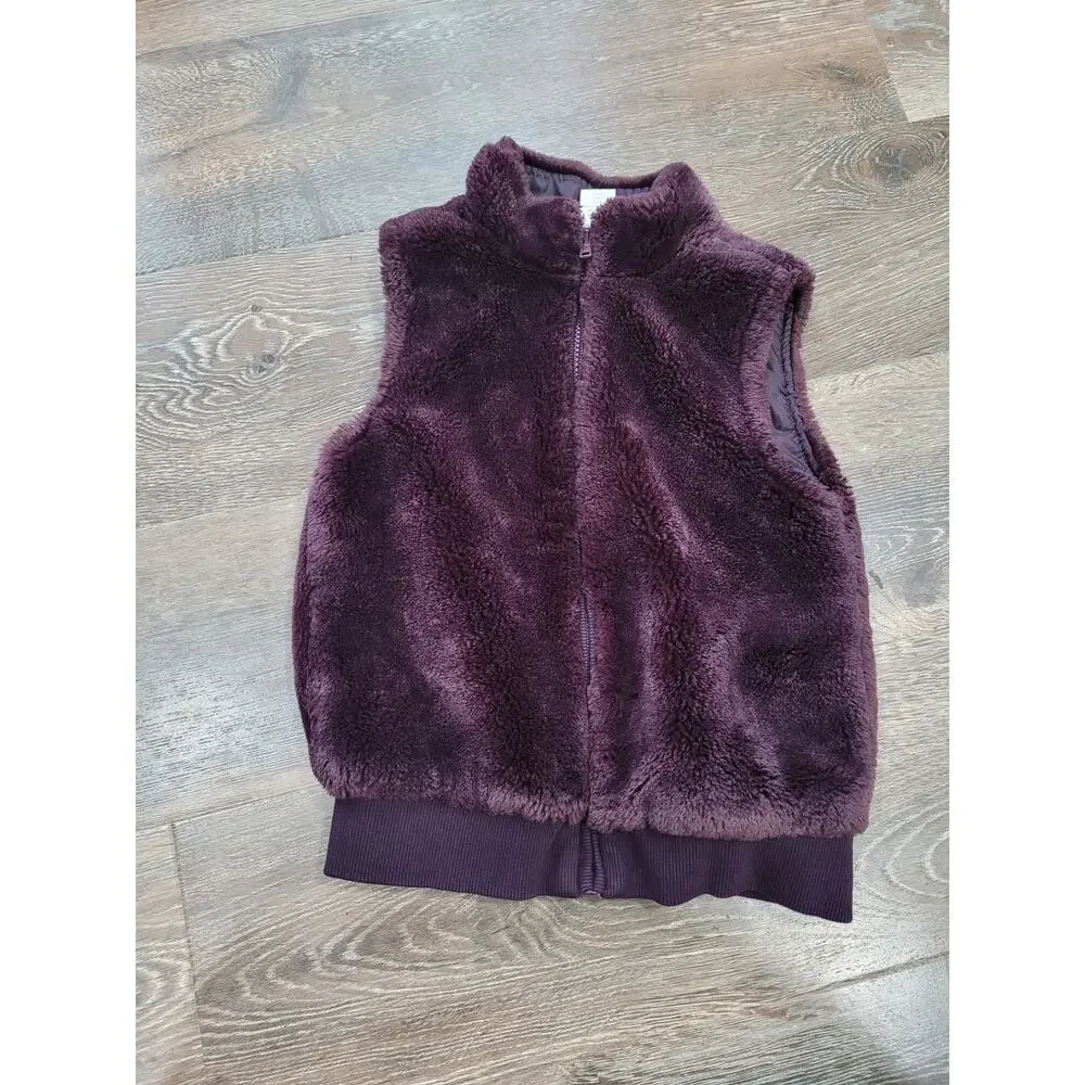 Gymboree Girls Purple Fuzzy Fleece Full Zip Vest‎ size Medium #7